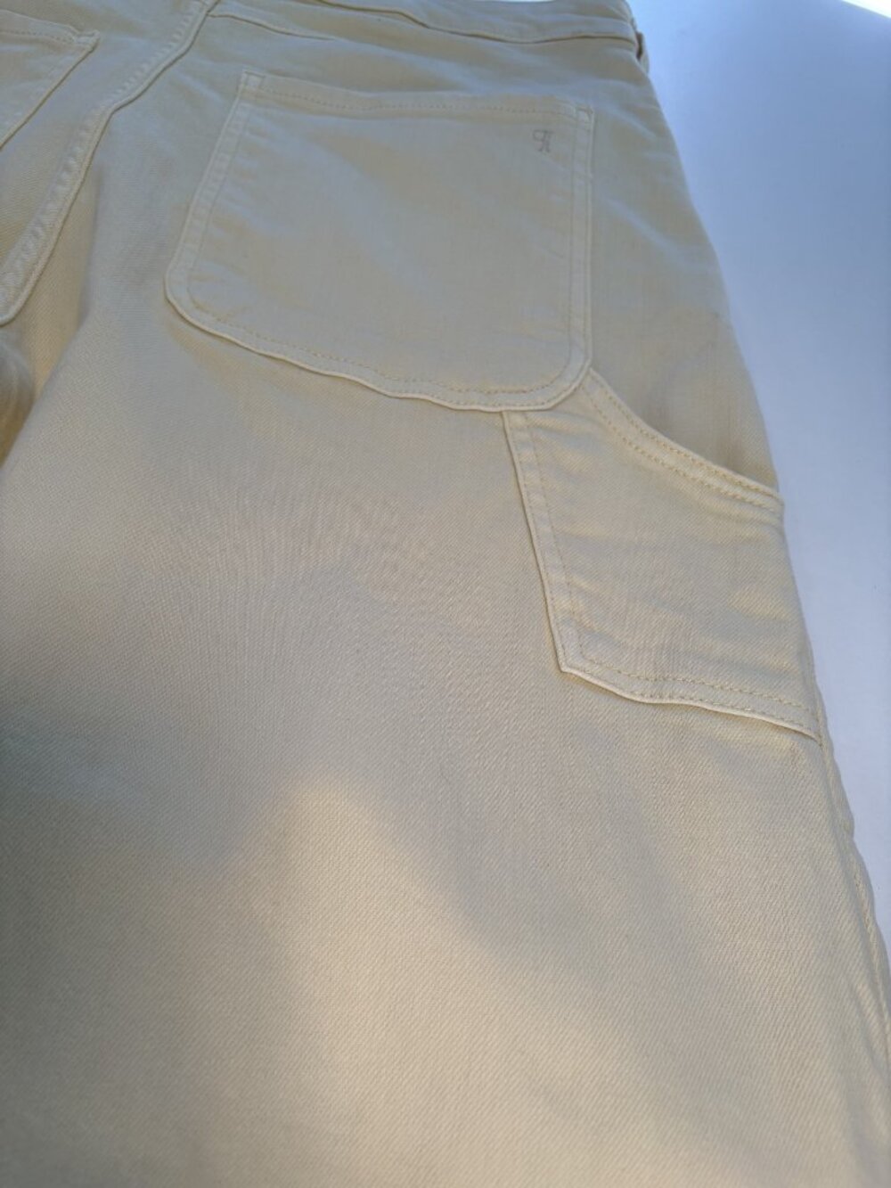 Pilcro Anthropologie Butter Yellow Carpenter Pants 28T Wide Leg Cropped Utility - Picture 4 of 11